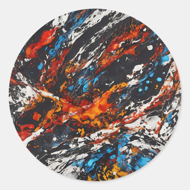Adesivo Redondo Bold Abstrato Fiery (Frente)
