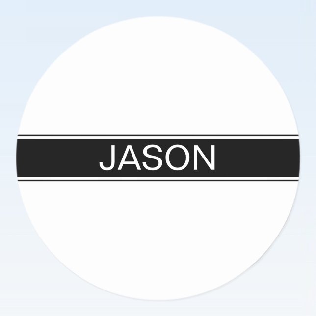 Adesivo Redondo Bold Black & White Stripe Editable Text (Criador carregado)