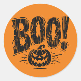 Adesivo Redondo Bold Boo Pumpkin Halloween Sticker