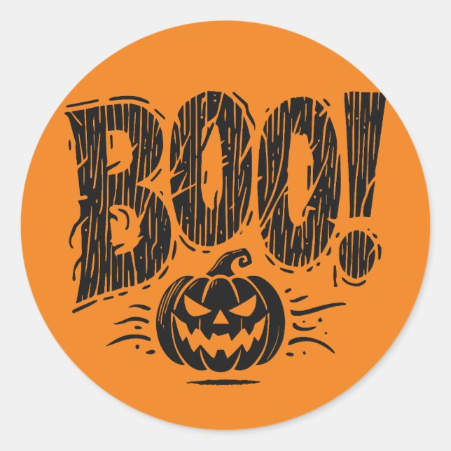 Adesivo Redondo Bold Boo Pumpkin Halloween Sticker (Frente)