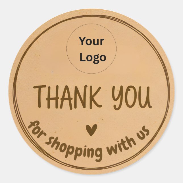 Adesivo Redondo Bold Border Thank You Business Sticker (Frente)