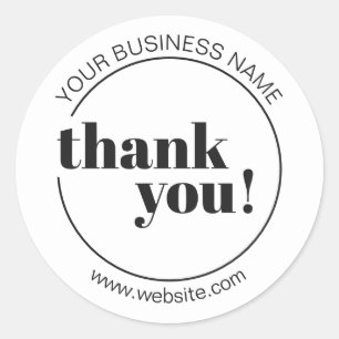 Adesivo Redondo Bold Business Branco Brilhante Obrigado