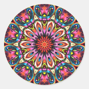 Adesivo Redondo Bold Buzz Kaleidoscope Mandala