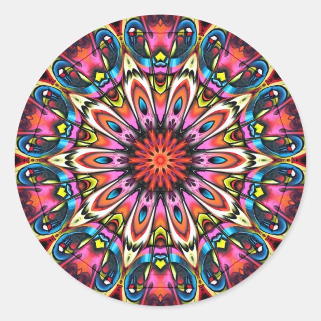 Adesivo Redondo Bold Buzz Kaleidoscope Mandala (Frente)