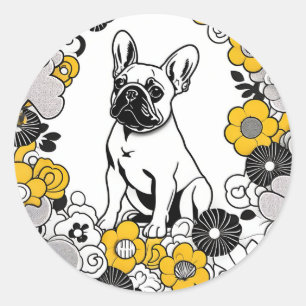Adesivo Redondo Bold French Bulldog Pop Art Retrato