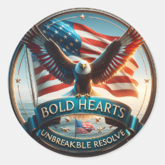 Adesivo Redondo Bold Hearts Patriotic Stickers - EUA Espírito Fort