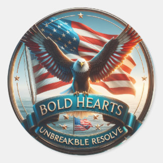 Adesivo Redondo Bold Hearts Patriotic Stickers - EUA Espírito Fort
