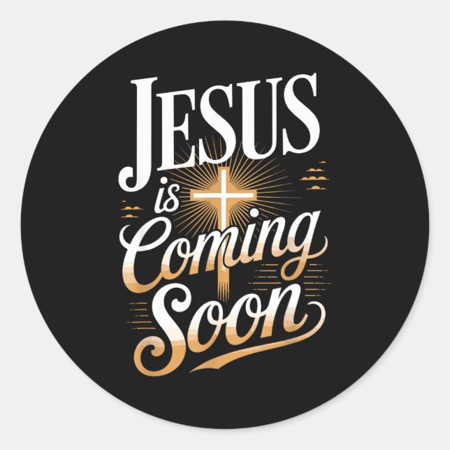 Adesivo Redondo Bold Jesus Is Coming Soon Christian Apparel  (Frente)