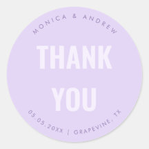 Bold Minimal Lavanda Lilac Obrigado Casamento