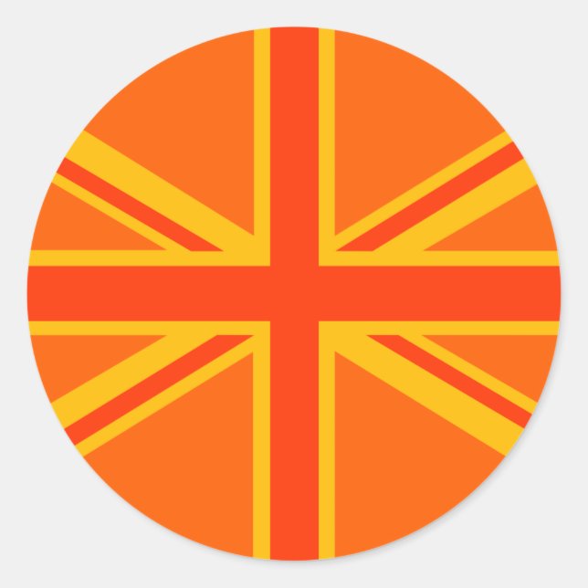 Adesivo Redondo Bold Orange Union Jack British Flag Swag (Frente)