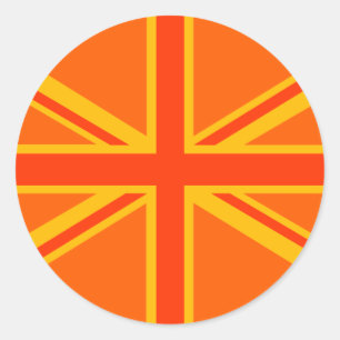 Adesivo Redondo Bold Orange Union Jack British Flag Swag