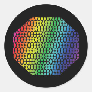 Adesivo Redondo Bold Rainbow e Black Honeycomb Diamond