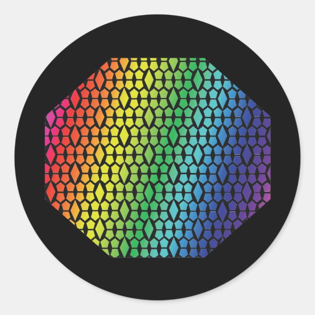 Adesivo Redondo Bold Rainbow e Black Honeycomb Diamond (Frente)