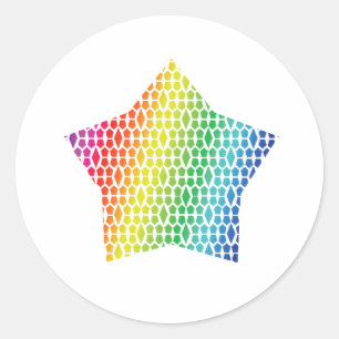Adesivo Redondo Bold Rainbow Honeycomb e Diamond Pattern star