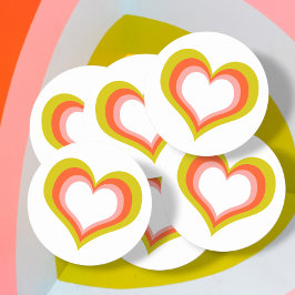 Adesivo Redondo Bold Retro Citrus Wedding Heart