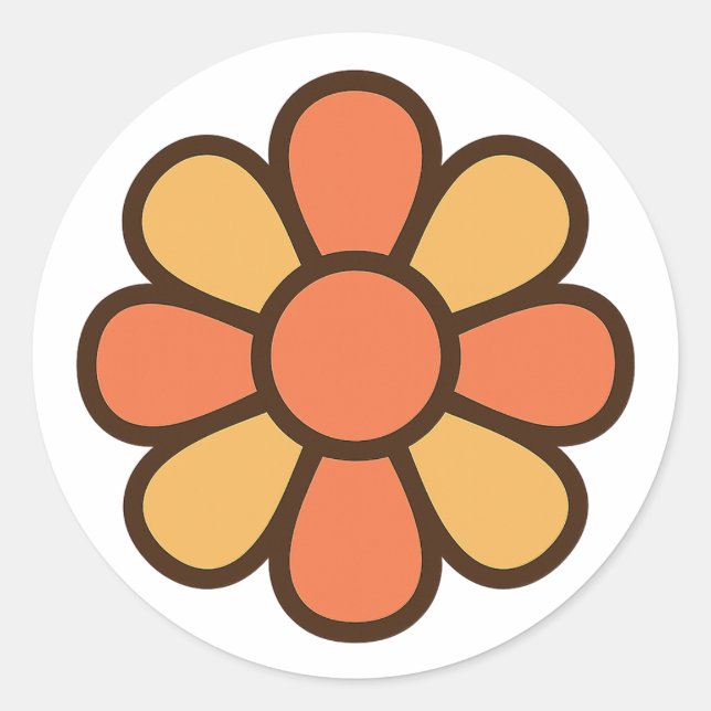 Adesivo Redondo Bold Retro Daisy Sticker (Frente)