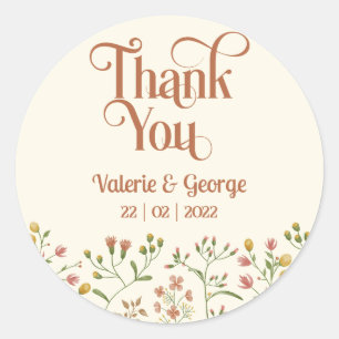 Adesivo Redondo Bold Retro Earth Tones Obrigado, Round Sticker