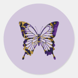 Adesivo Redondo Bold Royal Purple e Dourada Marble Butterfly