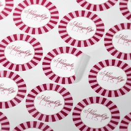 Adesivo Redondo Bold stripe Naughty list Christmas Party sticker