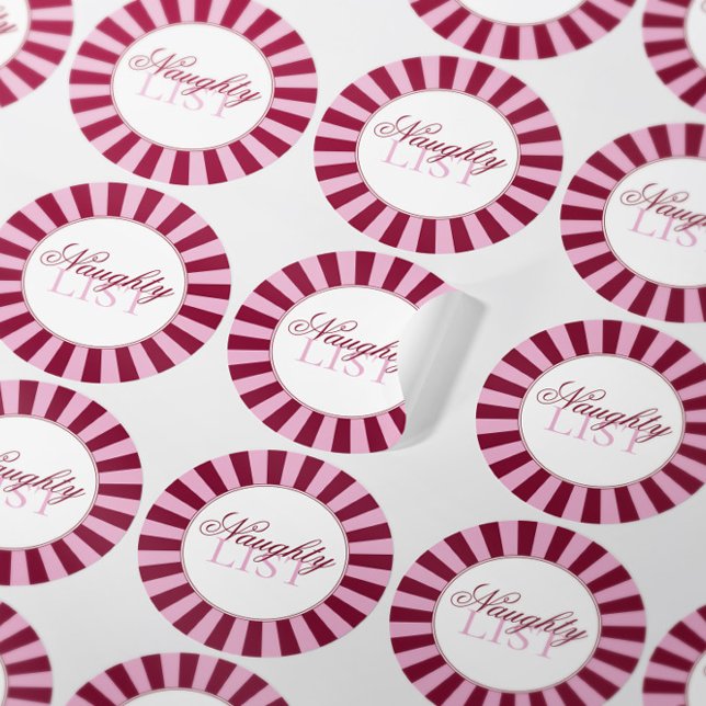Adesivo Redondo Bold stripe Naughty list Christmas Party sticker (Criador carregado)