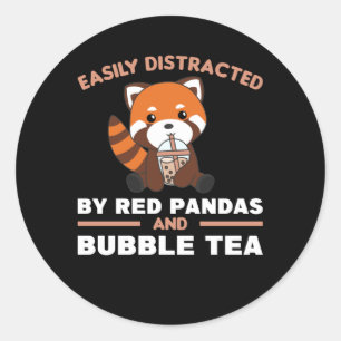 Adesivo Redondo Bolha Chá Vermelho Panda Chocolate Fora de Boba