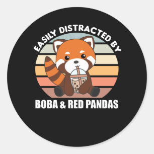 Adesivo Redondo Bolha Chá Vermelho Panda Chocolate Fora de Boba