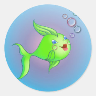 Adesivo Redondo BOLHA dos PEIXES por SHARON SHARPE