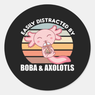 Adesivo Redondo Bolha Tea Axolotl Chocolate Animais Doce Boba