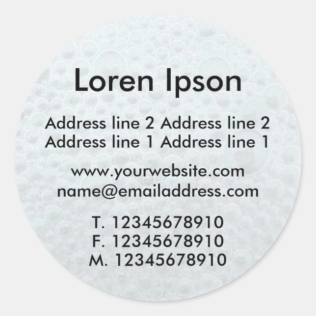 Adesivo Redondo Bolhas brancas de negócios / perfil (Frente)