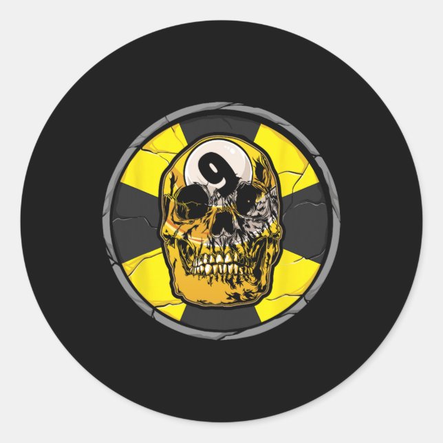 Adesivo Redondo Bolhas De Crânio Billiard 9 Ll Player Cue S (Frente)