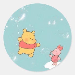 Adesivo Redondo bolhas do Winnie the Pooh