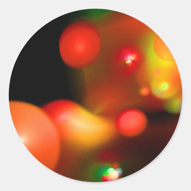 ADESIVO REDONDO BOLHAS FRACTAIS AMARELAS DE LARANJA VERMELHA (Frente)