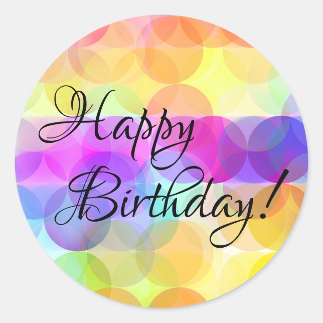 Adesivo Redondo Bolhas - Palitos de Aniversário Felizes (Frente)