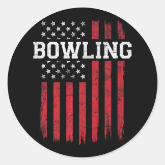 Adesivo Redondo Boliche American Flag USA Patriot Patriotic Bowler