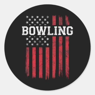 Adesivo Redondo Boliche American Flag USA Patriot Patriotic Bowler