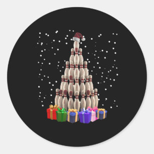 Adesivo Redondo Boliche Árvore de Natal Engraçado Família Xmas Cor