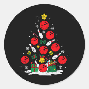 Adesivo Redondo Boliche Árvore de Natal Luzes Xmas Bowler Me Espor