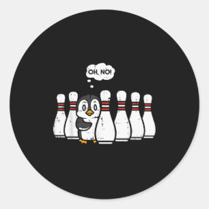 Adesivo Redondo Boliche de Pinguim Ns Oh Não Jogador de Boliche En