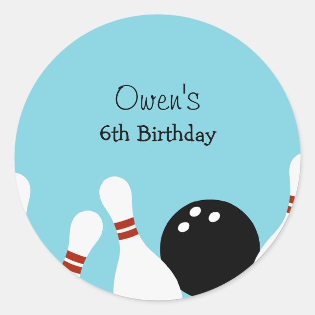 Adesivo Redondo Boliche Diversão Favor Stickers (Turquesa) (Frente)