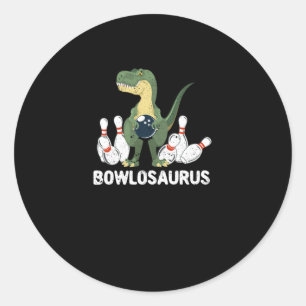 Adesivo Redondo Boliche Engraçada Dinosaur Bowler Dino Bowl T-Rex