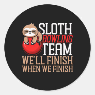 Adesivo Redondo Boliche engraçada, equipe de Boliches de Sloth Slo