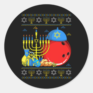 Adesivo Redondo Boliche Engraçada Ll Menorah E Dreidel Ugly Hanukk