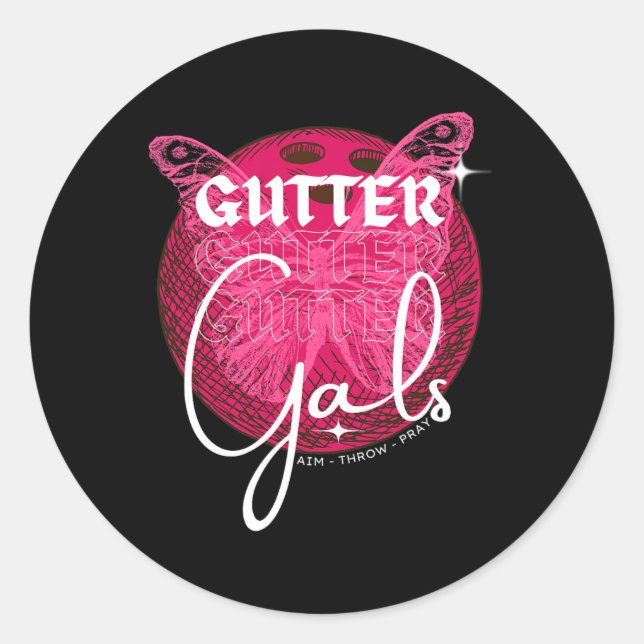 Adesivo Redondo Boliche Engraçado Gals Gals Nome Equipe Festa de M (Frente)