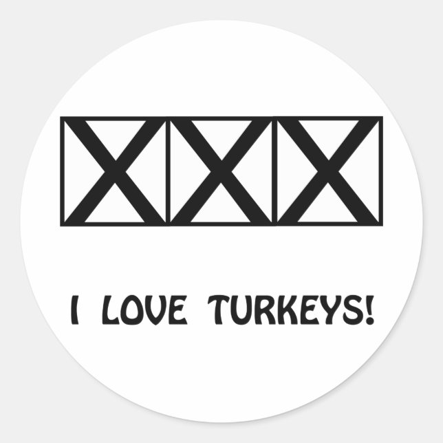 Adesivo Redondo Boliche, Eu Adoro Turkeys T-Shirts e presentes (Frente)