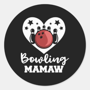 Adesivo Redondo Boliche Mamaw Heart Engraçado Bowler Mamaw