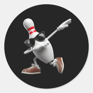 Adesivo Redondo Boliche Pin Dabbing Sungles Bowler Player Homens