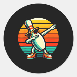 Adesivo Redondo Boliche Pin Dabbing Sungles Bowler Player Kids Boy