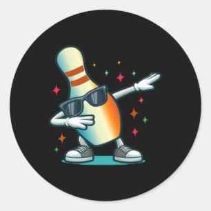 Adesivo Redondo Boliche Pin Dabbing Sungles Bowler Player Kids Boy