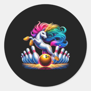 Adesivo Redondo Boliche Pins Engraçado Unicorn Sport Bowler