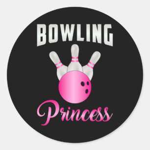 Adesivo Redondo Boliche Princesa Rainha Bowler Engraçado Presente